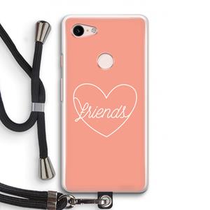 CaseCompany Friends heart: Pixel 3 Transparant Hoesje met koord