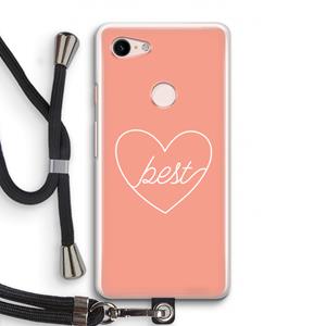 CaseCompany Best heart: Pixel 3 Transparant Hoesje met koord
