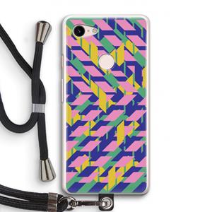 CaseCompany Skew Blush 1: Pixel 3 Transparant Hoesje met koord