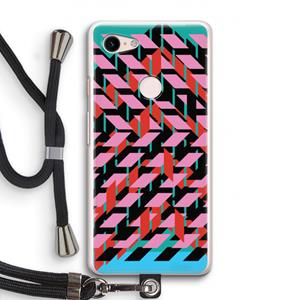 CaseCompany Skew Blush 2: Pixel 3 Transparant Hoesje met koord
