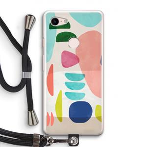 CaseCompany Bold Rounded Shapes: Pixel 3 Transparant Hoesje met koord
