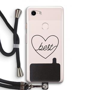 CaseCompany Best heart black: Pixel 3 Transparant Hoesje met koord
