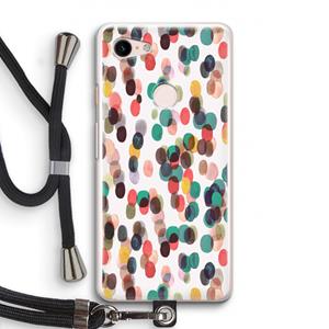 CaseCompany Tropical Dots: Pixel 3 Transparant Hoesje met koord