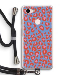 CaseCompany Leopard blue: Pixel 3 Transparant Hoesje met koord