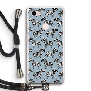 CaseCompany Zebra: Pixel 3 Transparant Hoesje met koord