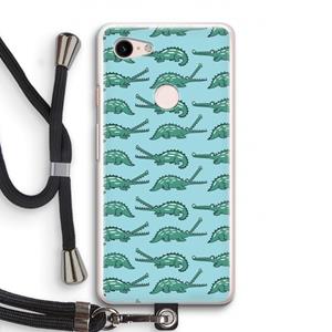 CaseCompany Kroko: Pixel 3 Transparant Hoesje met koord