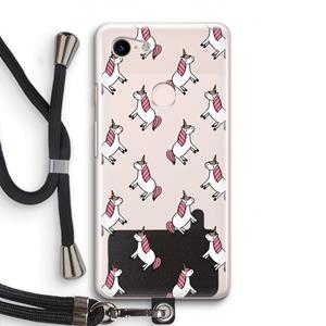 CaseCompany Eenhoorns overal: Pixel 3 Transparant Hoesje met koord