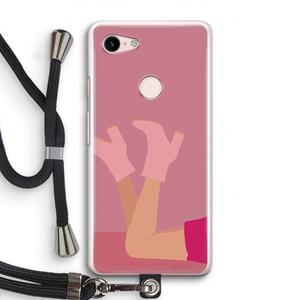 CaseCompany Pink boots: Pixel 3 Transparant Hoesje met koord