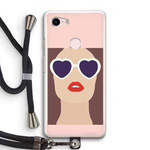 CaseCompany Red lips: Pixel 3 Transparant Hoesje met koord