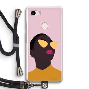 CaseCompany Yellow glasses: Pixel 3 Transparant Hoesje met koord