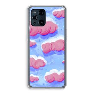 CaseCompany Roze wolken met vogels: Oppo Find X3 Transparant Hoesje