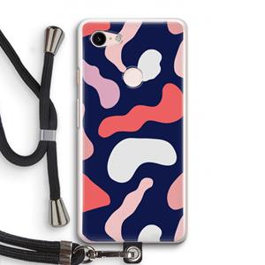 CaseCompany Memphis Shapes Pink: Pixel 3 Transparant Hoesje met koord