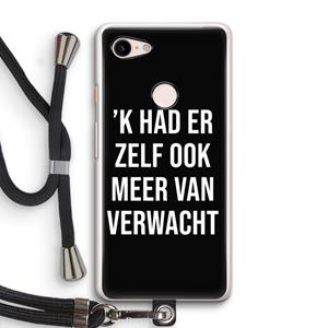 CaseCompany Meer verwacht - Zwart: Pixel 3 Transparant Hoesje met koord