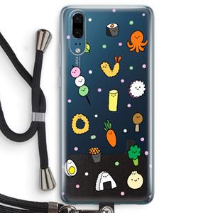 CaseCompany Happy bento friends: Huawei P20 Transparant Hoesje met koord