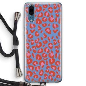 CaseCompany Leopard blue: Huawei P20 Transparant Hoesje met koord