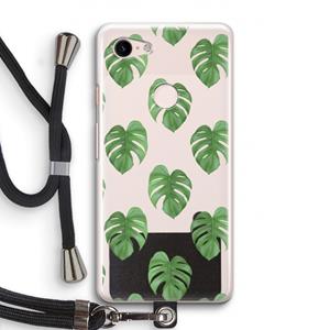 CaseCompany Monstera leaves: Pixel 3 Transparant Hoesje met koord
