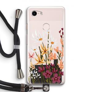 CaseCompany Painted wildflowers: Pixel 3 Transparant Hoesje met koord