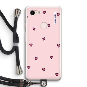 CaseCompany Hartjes: Pixel 3 Transparant Hoesje met koord