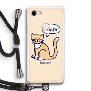 CaseCompany Miauw: Pixel 3 Transparant Hoesje met koord