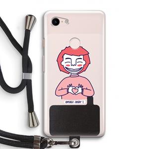 CaseCompany Hartje: Pixel 3 Transparant Hoesje met koord