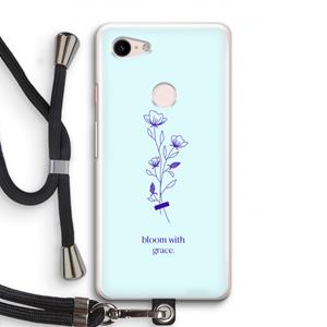 CaseCompany Bloom with grace: Pixel 3 Transparant Hoesje met koord