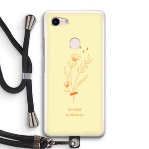 CaseCompany No rain no flowers: Pixel 3 Transparant Hoesje met koord