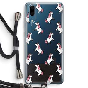 CaseCompany Eenhoorns overal: Huawei P20 Transparant Hoesje met koord