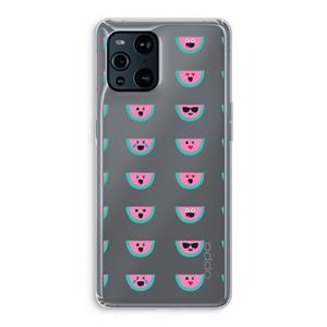 CaseCompany Smiley watermeloenprint: Oppo Find X3 Pro Transparant Hoesje