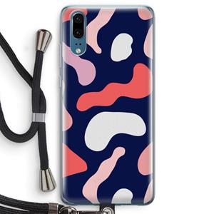 CaseCompany Memphis Shapes Pink: Huawei P20 Transparant Hoesje met koord