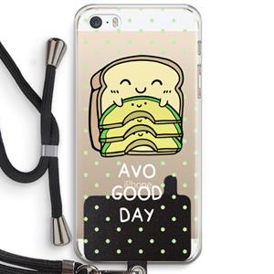 CaseCompany Avo Good Day: iPhone 5 / 5S / SE Transparant Hoesje met koord