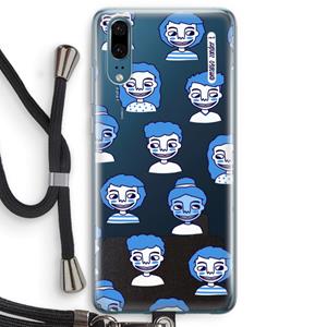 CaseCompany Gezichtjes: Huawei P20 Transparant Hoesje met koord