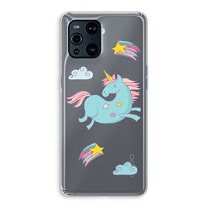 CaseCompany Vliegende eenhoorn: Oppo Find X3 Transparant Hoesje