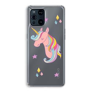 CaseCompany Roze eenhoorn: Oppo Find X3 Transparant Hoesje