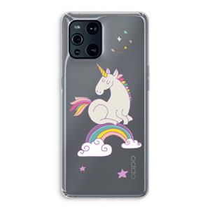 CaseCompany Regenboog eenhoorn: Oppo Find X3 Transparant Hoesje