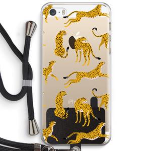 CaseCompany Luipaard: iPhone 5 / 5S / SE Transparant Hoesje met koord