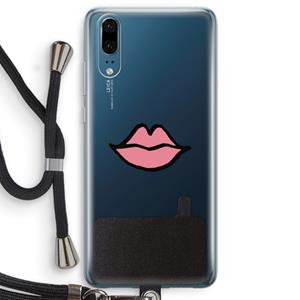 CaseCompany Kusje: Huawei P20 Transparant Hoesje met koord