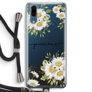 CaseCompany Daisies: Huawei P20 Transparant Hoesje met koord