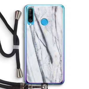 CaseCompany Gestreepte marmer: Huawei P30 Lite Transparant Hoesje met koord