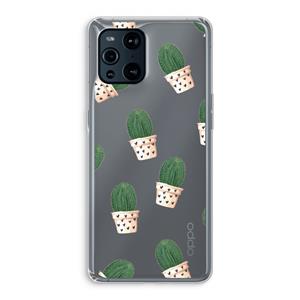 CaseCompany Cactusprint roze: Oppo Find X3 Pro Transparant Hoesje