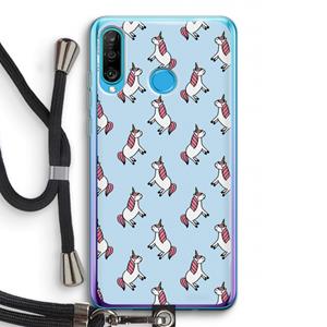 CaseCompany Eenhoorns overal: Huawei P30 Lite Transparant Hoesje met koord