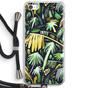 CaseCompany Tropical Palms Dark: iPhone 5 / 5S / SE Transparant Hoesje met koord