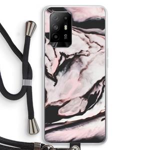 CaseCompany Roze stroom: Oppo A95 5G Transparant Hoesje met koord