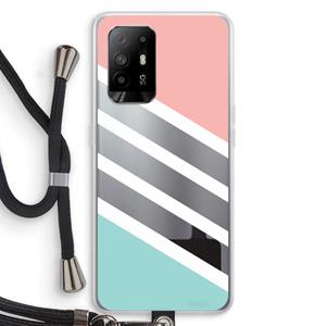 CaseCompany Strepen pastel: Oppo A95 5G Transparant Hoesje met koord