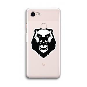 CaseCompany Angry Bear (white): Google Pixel 3 Transparant Hoesje