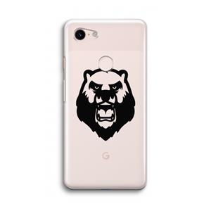 CaseCompany Angry Bear (black): Google Pixel 3 Transparant Hoesje