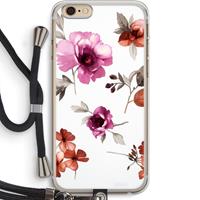 CaseCompany Geschilderde bloemen: iPhone 6 PLUS / 6S PLUS Transparant Hoesje met koord