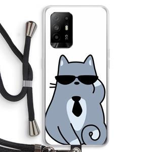 CaseCompany Cool cat: Oppo A95 5G Transparant Hoesje met koord