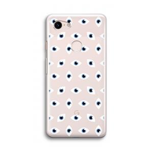 CaseCompany Eyes pattern: Google Pixel 3 Transparant Hoesje