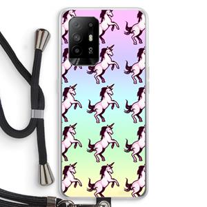 CaseCompany Musketon Unicorn: Oppo A95 5G Transparant Hoesje met koord