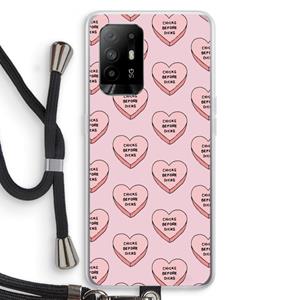 CaseCompany Chicks before dicks: Oppo A95 5G Transparant Hoesje met koord